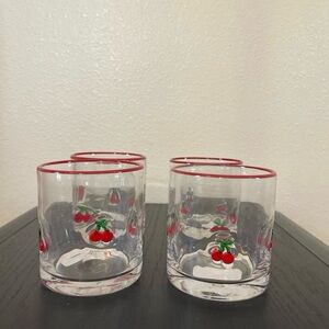 Cherry Design Glass Tumblers - Set of 4